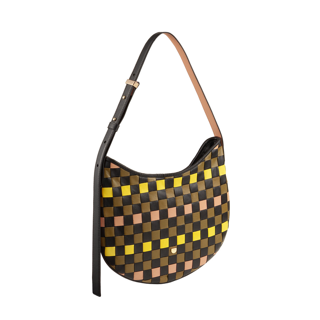 DUDU Sac à Bandoulière pour Femme en Cuir Véritable Tissé - Sac Hobo élégant avec Bandoulière Ajustable et Fermeture Éclair, Design Artisanal, Spacieux et Polyvalent