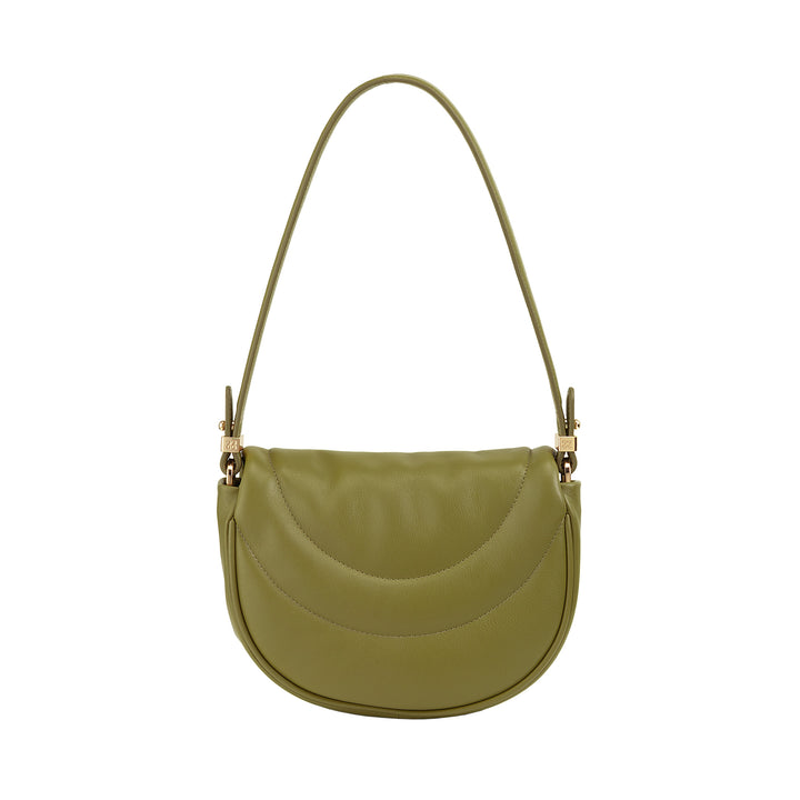 DUDU Damen-Umhängetasche aus gestepptem Leder, kleine elegante gepolsterte Handtasche mit Klappe, abnehmbarem Schultergurt und Schultergurt