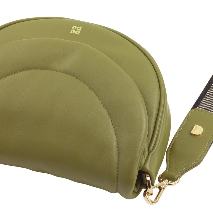 DUDU Damen-Umhängetasche aus gestepptem Leder, kleine elegante gepolsterte Handtasche mit Klappe, abnehmbarem Schultergurt und Schultergurt