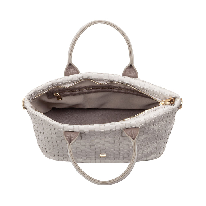 DUDU Damen-Umhängetasche aus echtem geflochtenem Leder – elegante Handtasche mit Griffen, Reißverschluss und abnehmbarem, verstellbarem Schultergurt – geräumige Handtasche für Büro und Freizeit