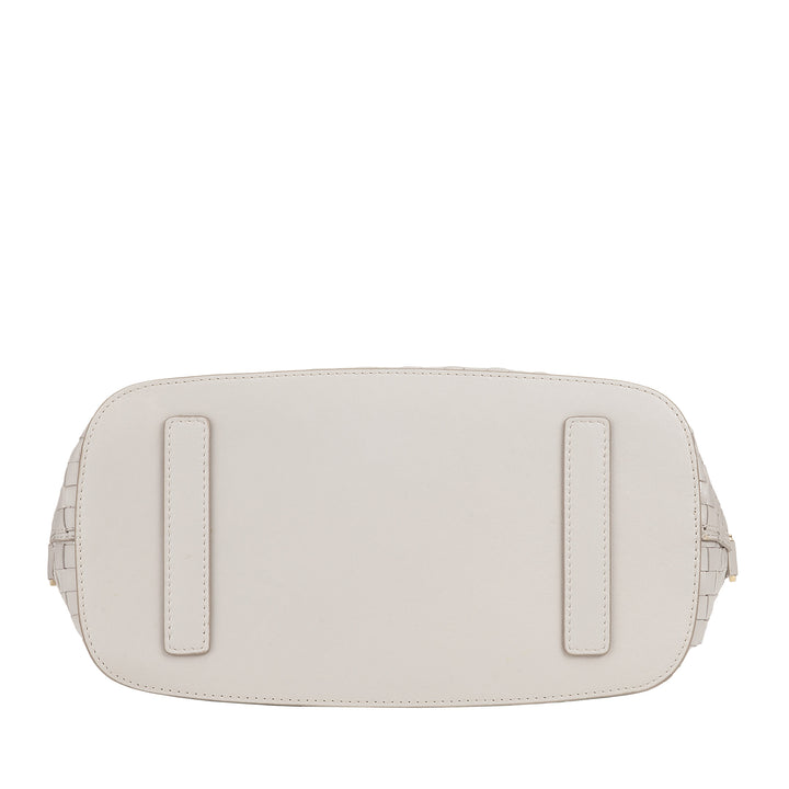 DUDU Damen-Umhängetasche aus echtem geflochtenem Leder – elegante Handtasche mit Griffen, Reißverschluss und abnehmbarem, verstellbarem Schultergurt – geräumige Handtasche für Büro und Freizeit