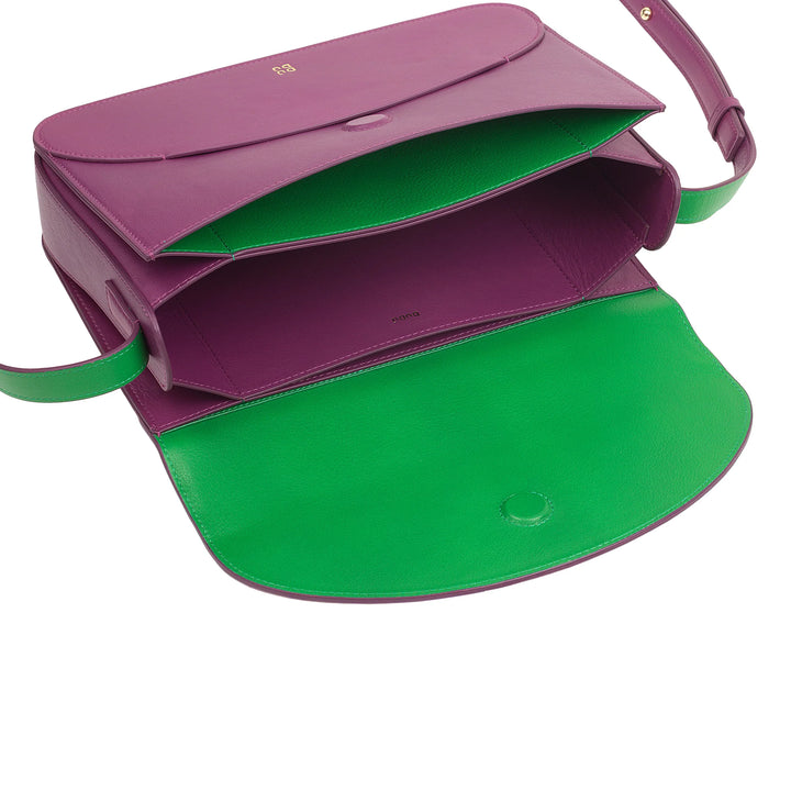 DUDU Grand sac à bandoulière en cuir pour femme – Sac pour femme élégant et spacieux, design enveloppe, avec bandoulière réglable et rabat à fermeture magnétique