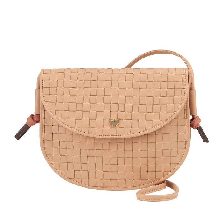 DUDU Kleine geweven schoudertas van echt leer met klep - Elegante handgemaakte damesschoudertas, veelzijdige crossbody-handtas voor dagelijks gebruik en evenementen
