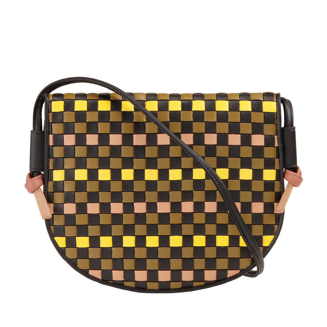 DUDU Petit sac à bandoulière tissé en cuir véritable avec rabat – Sac à bandoulière élégant fabriqué à la main pour femme, sac à main polyvalent pour un usage quotidien et des événements
