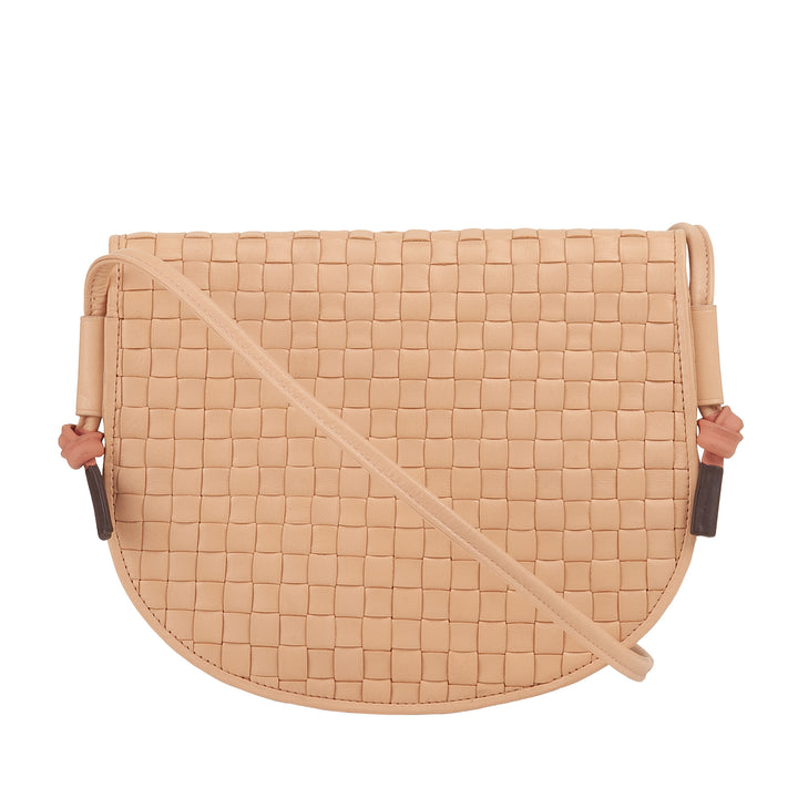DUDU Kleine geweven schoudertas van echt leer met klep - Elegante handgemaakte damesschoudertas, veelzijdige crossbody-handtas voor dagelijks gebruik en evenementen
