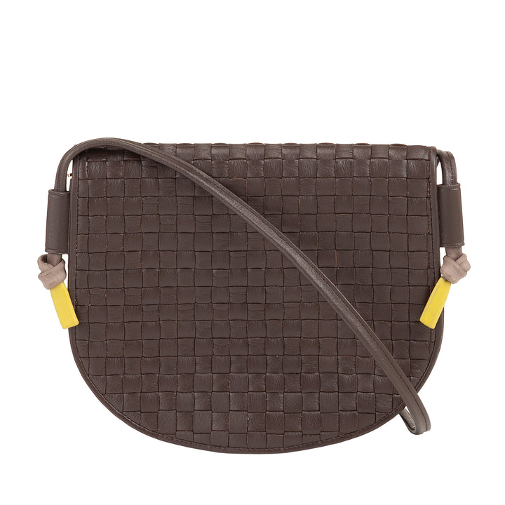 DUDU Small Woven Shoulder Bag in Genuine Leather with Flap - Elegant Handcrafted Women&