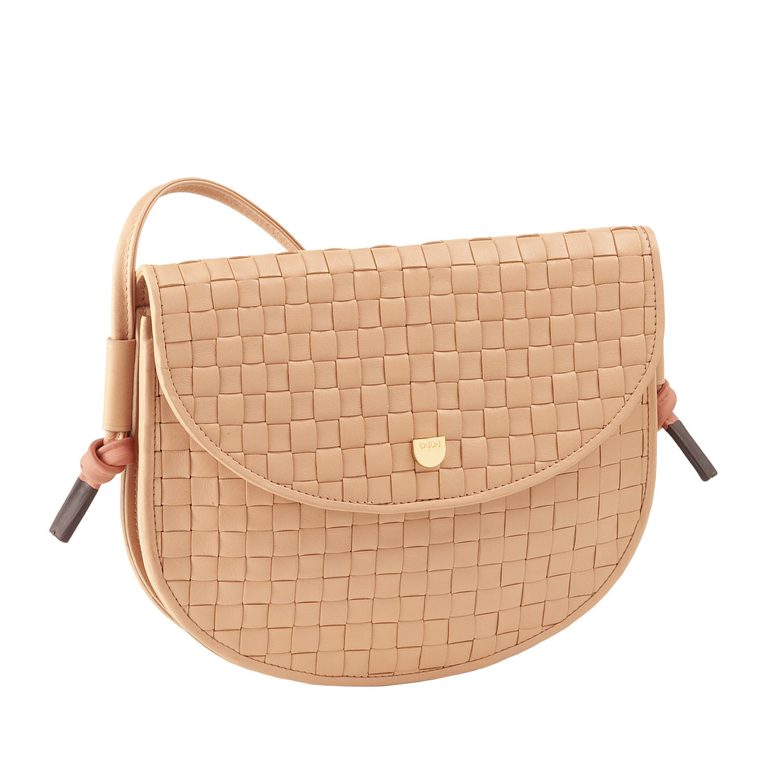DUDU Kleine geweven schoudertas van echt leer met klep - Elegante handgemaakte damesschoudertas, veelzijdige crossbody-handtas voor dagelijks gebruik en evenementen