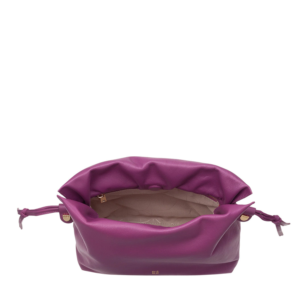 DUDU Damen-Ledertasche mit Kordelzugverschluss – Elegante, kompakte und praktische Umhängetasche für jeden Anlass mit verstellbarem Riemen