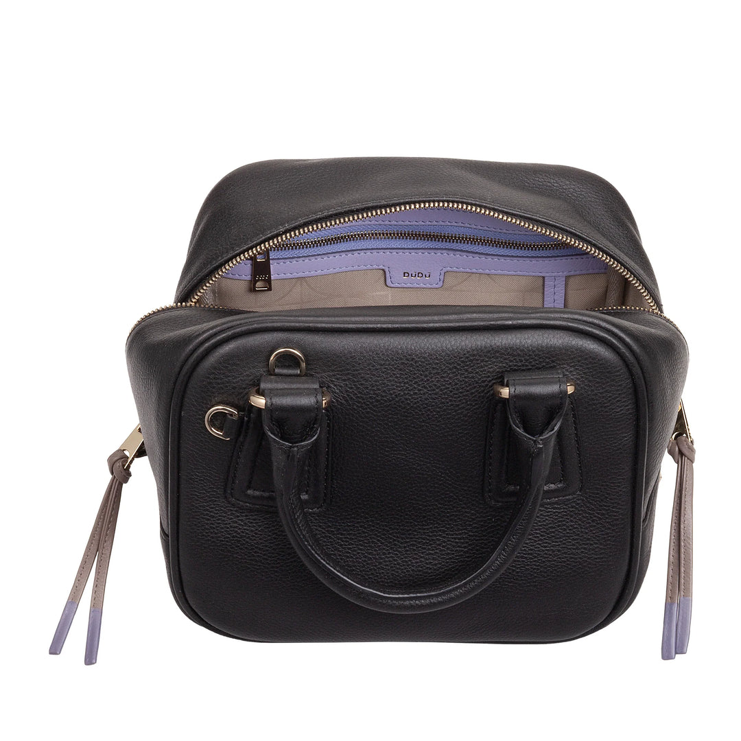 DUDU leren damestas met verstelbare schouderriem, elegant en compact, hand- en schoudertas met ritssluiting