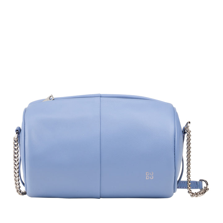 DUDU Sac cylindrique en cuir pour femme, sac à bandoulière avec chaîne et cuir, petit sac cylindrique élégant avec fermeture éclair