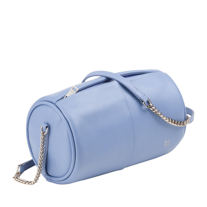 DUDU Sac cylindrique en cuir pour femme, sac à bandoulière avec chaîne et cuir, petit sac cylindrique élégant avec fermeture éclair