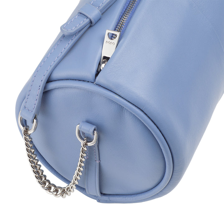 DUDU Sac cylindrique en cuir pour femme, sac à bandoulière avec chaîne et cuir, petit sac cylindrique élégant avec fermeture éclair