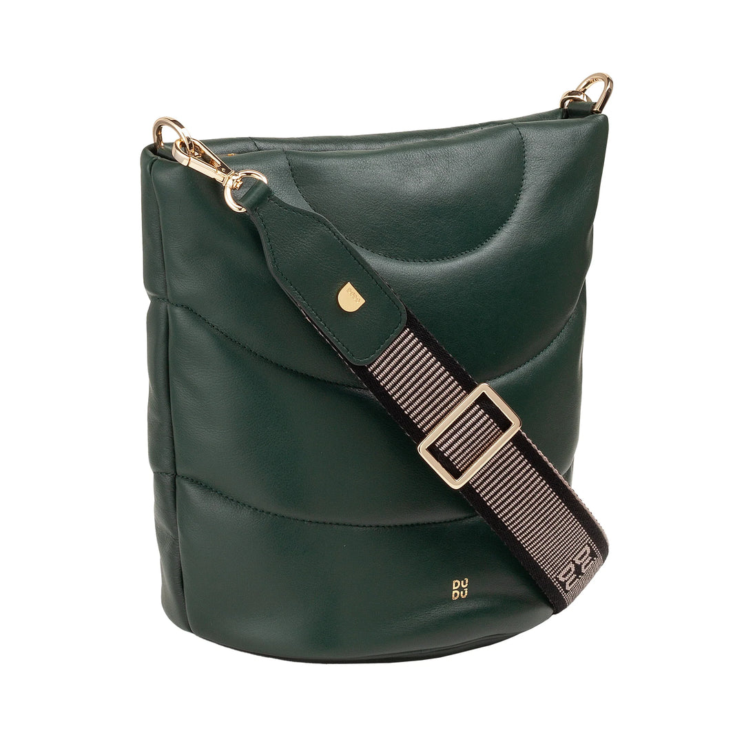 DUDU Sac à bandoulière pour femme et bandoulière matelassée rembourrée en cuir Nappa, petit sac avec fermeture éclair, design élégant