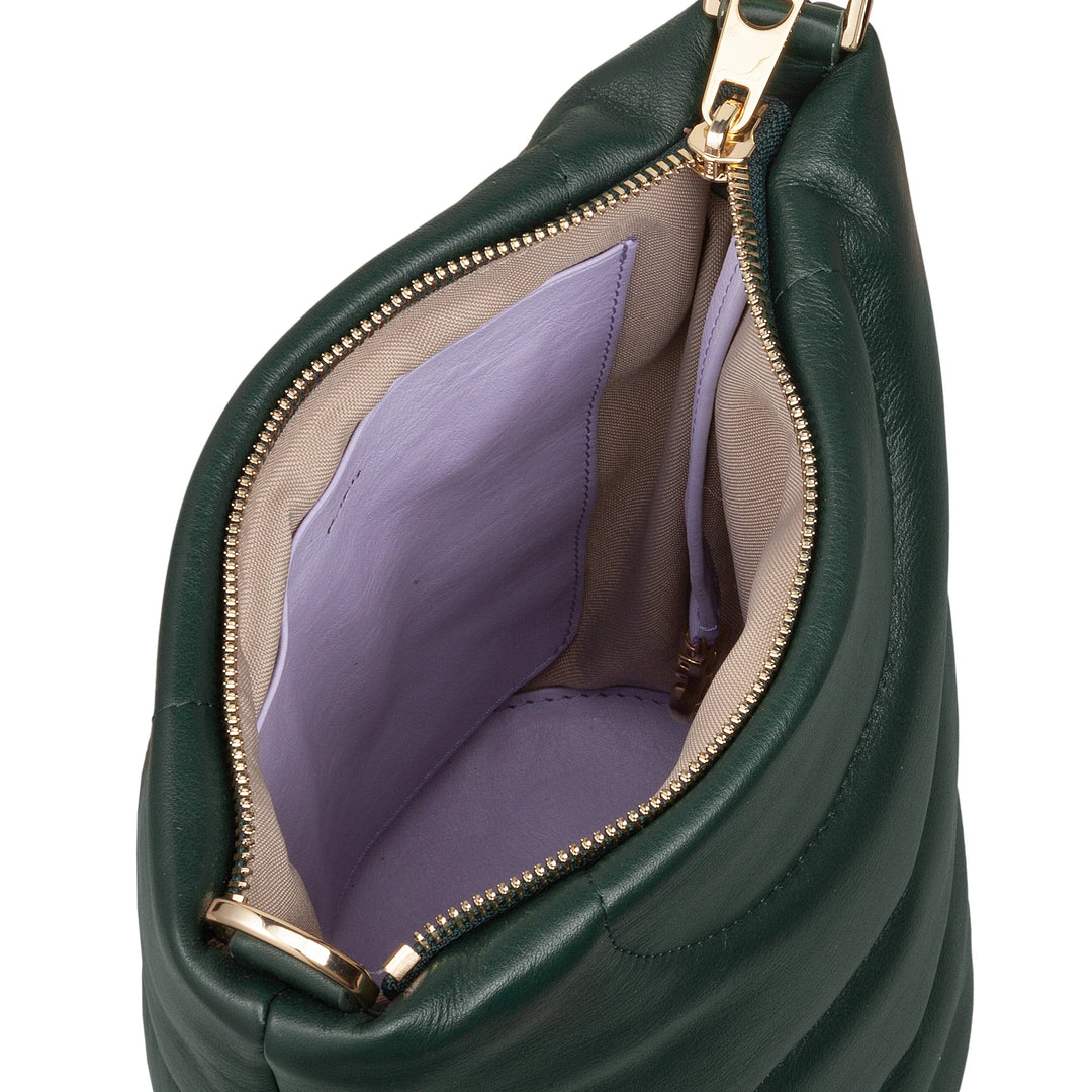 DUDU Sac à bandoulière pour femme et bandoulière matelassée rembourrée en cuir Nappa, petit sac avec fermeture éclair, design élégant