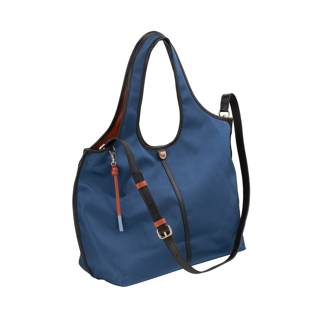 DUDU Große Damen-Schulterhandtasche aus Nylon und Leder – leichter Shopper mit verstellbarem Schultergurt und Magnetverschluss
