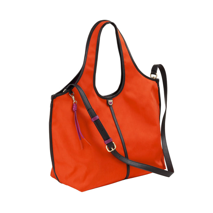DUDU Grand Sac à Main Bandoulière pour Femme en Nylon et Cuir - Cabas Léger avec Bandoulière Ajustable et Fermeture Magnétique