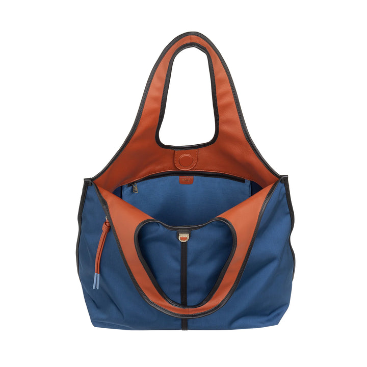 DUDU Große Damen-Schulterhandtasche aus Nylon und Leder – leichter Shopper mit verstellbarem Schultergurt und Magnetverschluss