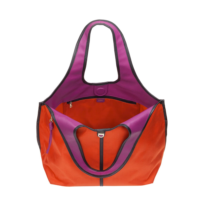 DUDU Grand Sac à Main Bandoulière pour Femme en Nylon et Cuir - Cabas Léger avec Bandoulière Ajustable et Fermeture Magnétique