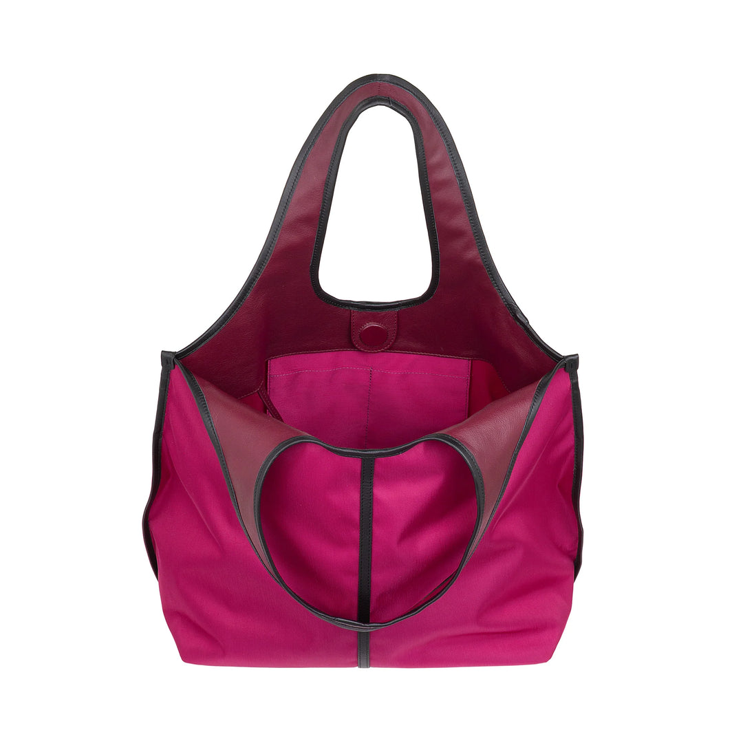 DUDU Große Damen-Schulterhandtasche aus Nylon und Leder – leichter Shopper mit verstellbarem Schultergurt und Magnetverschluss