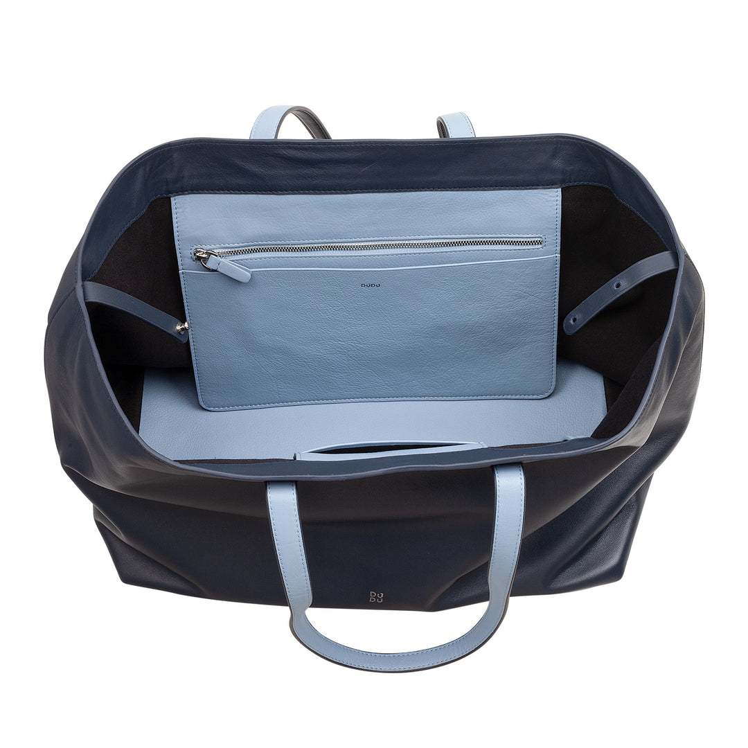 DUDU Grand sac en cuir pour femme, sac fourre-tout souple, sac à bandoulière avec deux poignées, grand sac à main tendance