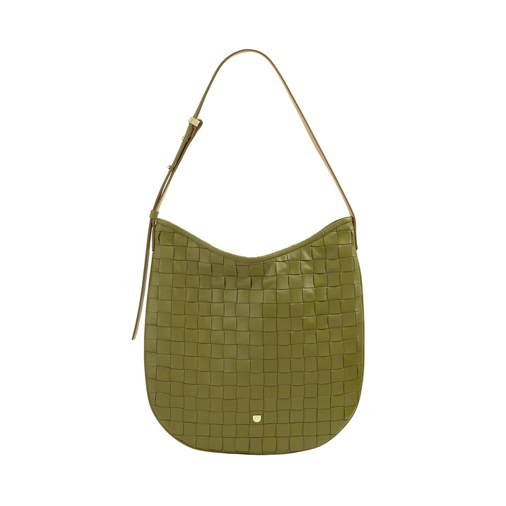 DUDU Damen-Umhängetasche aus gewebtem Leder – elegante Hobo-Tasche mit Reißverschluss, Umhängetasche aus echtem Leder mit verstellbarem Griff und geräumigem Innenraum