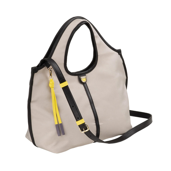 DUDU Petit Sac à Main Bandoulière pour Femme en Nylon et Cuir - Cabas Léger avec Bandoulière Ajustable et Fermeture Magnétique