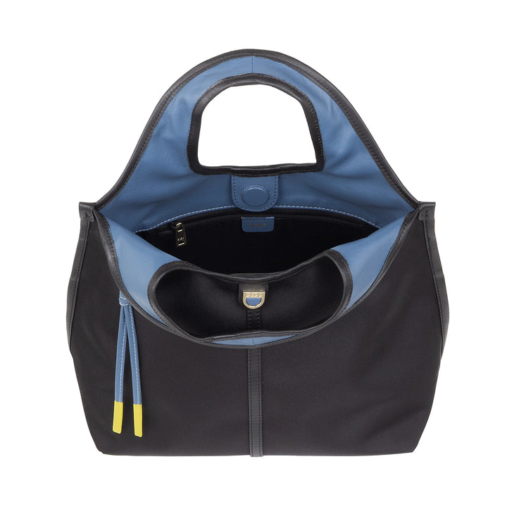 DUDU Petit Sac à Main Bandoulière pour Femme en Nylon et Cuir - Cabas Léger avec Bandoulière Ajustable et Fermeture Magnétique