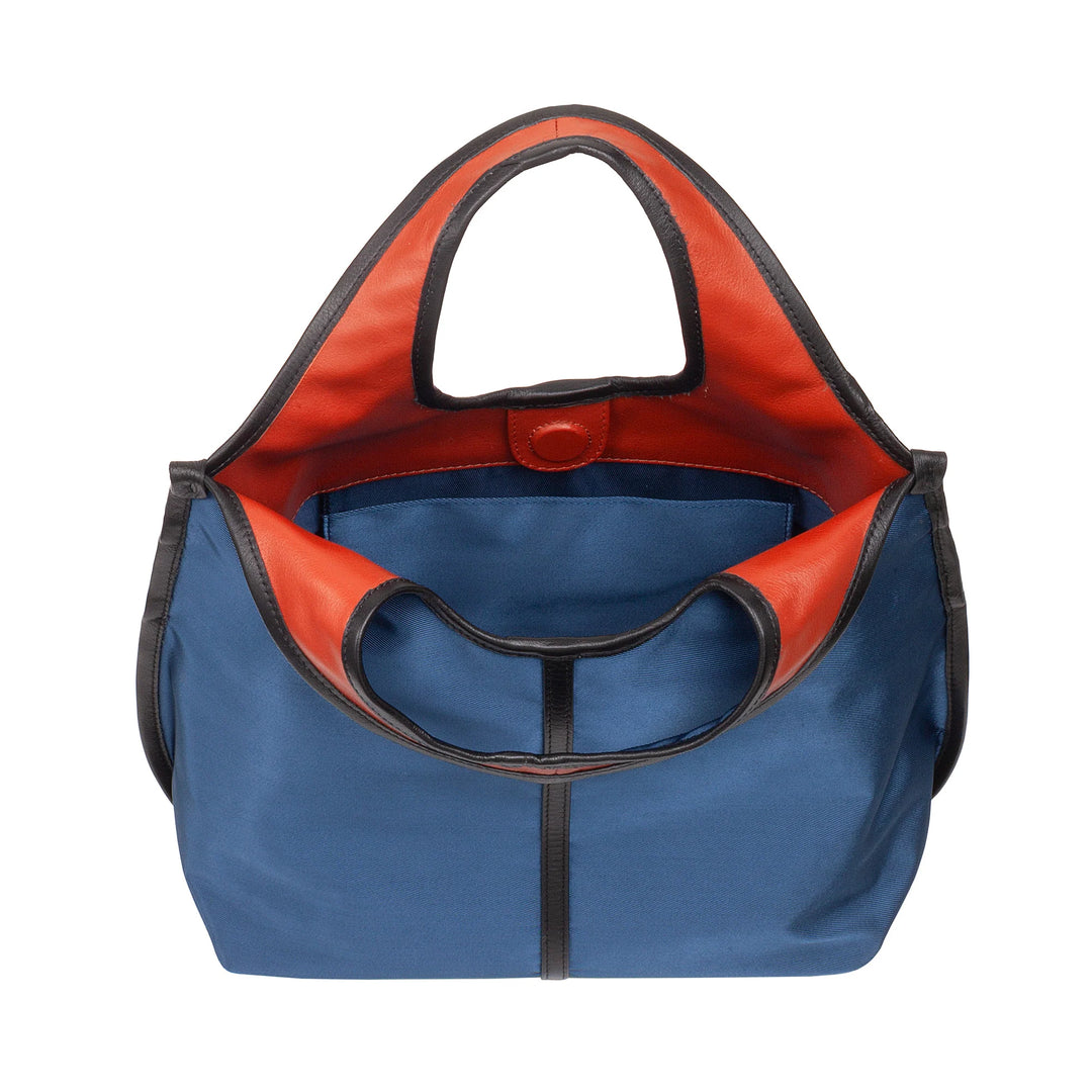 DUDU Petit Sac à Main Bandoulière pour Femme en Nylon et Cuir - Cabas Léger avec Bandoulière Ajustable et Fermeture Magnétique