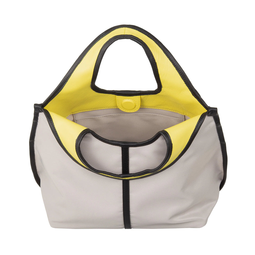 DUDU Petit Sac à Main Bandoulière pour Femme en Nylon et Cuir - Cabas Léger avec Bandoulière Ajustable et Fermeture Magnétique