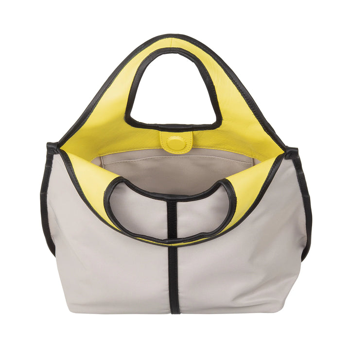 DUDU Petit Sac à Main Bandoulière pour Femme en Nylon et Cuir - Cabas Léger avec Bandoulière Ajustable et Fermeture Magnétique