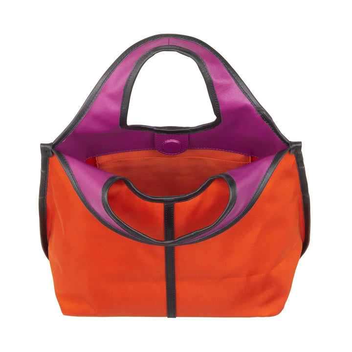 DUDU Kleine Damen-Schulterhandtasche aus Nylon und Leder – leichter Shopper mit verstellbarem Schultergurt und Magnetverschluss