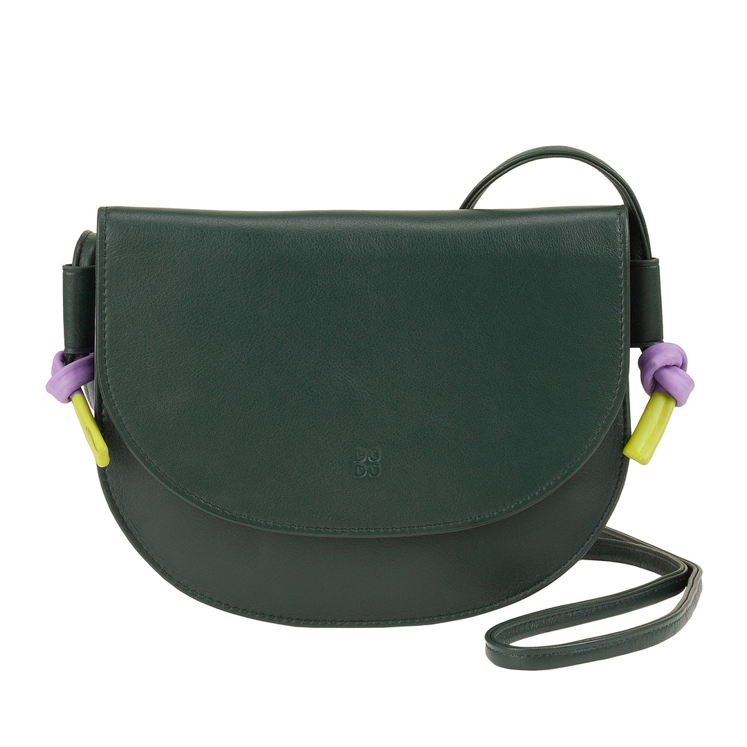 DUDU Sac à bandoulière pour femme en cuir de petite taille, Sac à bandoulière design fin et compact avec fermeture à bouton, bandoulière réglable