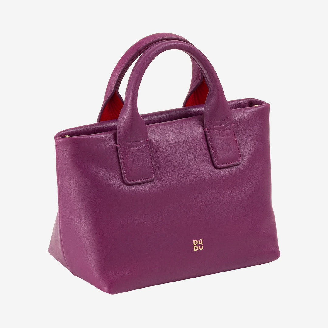 DUDU Petit Sac à Bandoulière pour Femme en Cuir Véritable, Mini Sac de Soirée Élégant, 22 x 13 cm, Double Poignées, Bandoulière en Chaîne, Fermeture Éclair