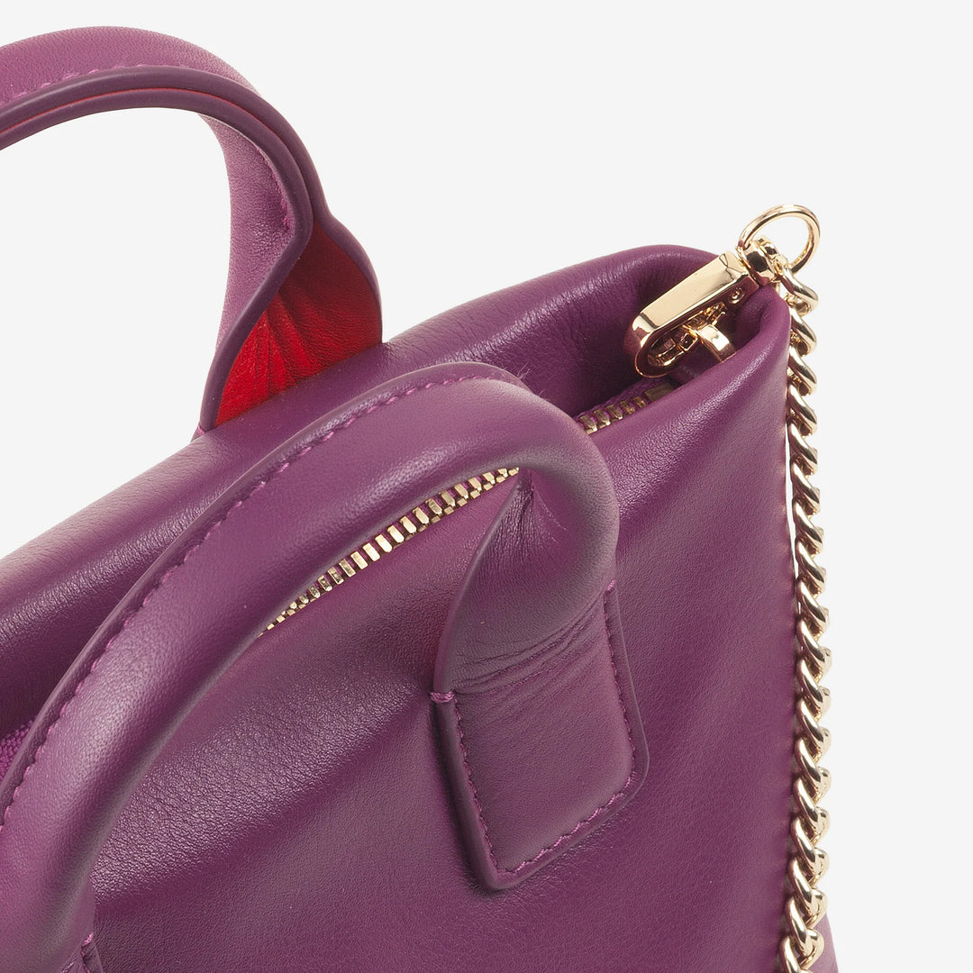 DUDU Petit Sac à Bandoulière pour Femme en Cuir Véritable, Mini Sac de Soirée Élégant, 22 x 13 cm, Double Poignées, Bandoulière en Chaîne, Fermeture Éclair