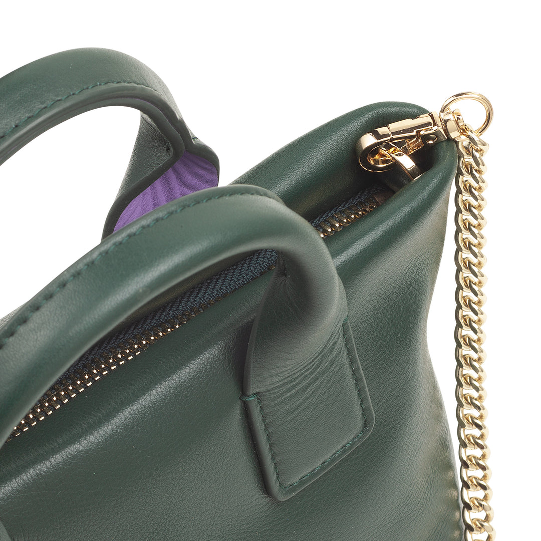 DUDU Petit Sac à Bandoulière pour Femme en Cuir Véritable, Mini Sac de Soirée Élégant, 22 x 13 cm, Double Poignées, Bandoulière en Chaîne, Fermeture Éclair