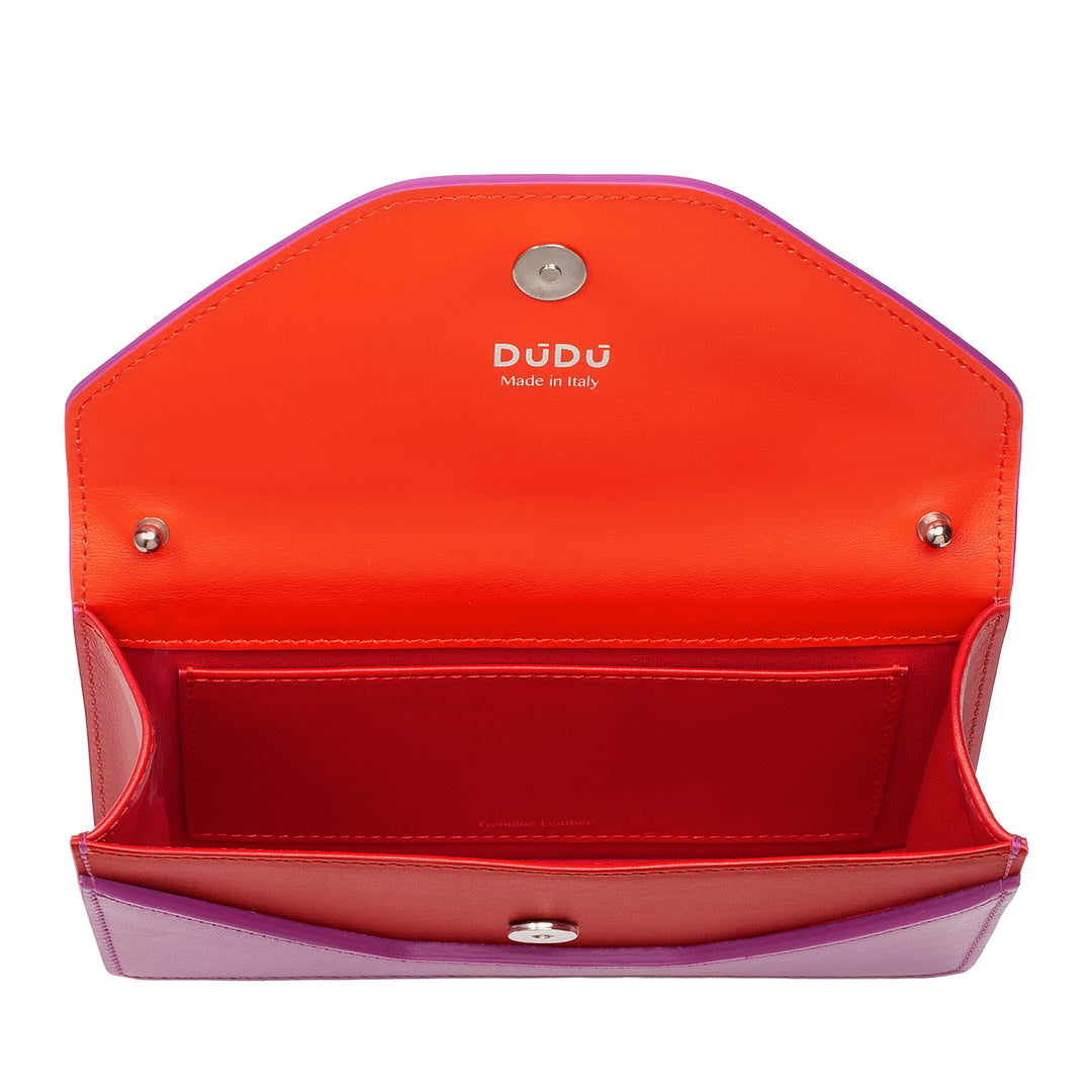 DUDU Petit sac à bandoulière en chaîne pour femme fabriqué en Italie en cuir véritable, convertible en pochette, mini sac enveloppe