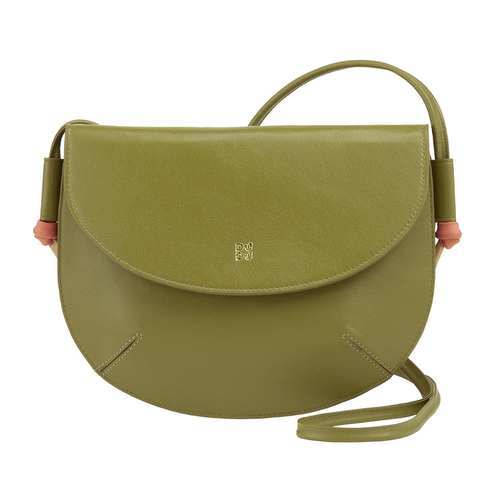 DUDU Damen Umhängetasche mit Klappe aus echtem Leder, kleine Umhängetasche mit magnetischer Knopfklappe, Handtasche