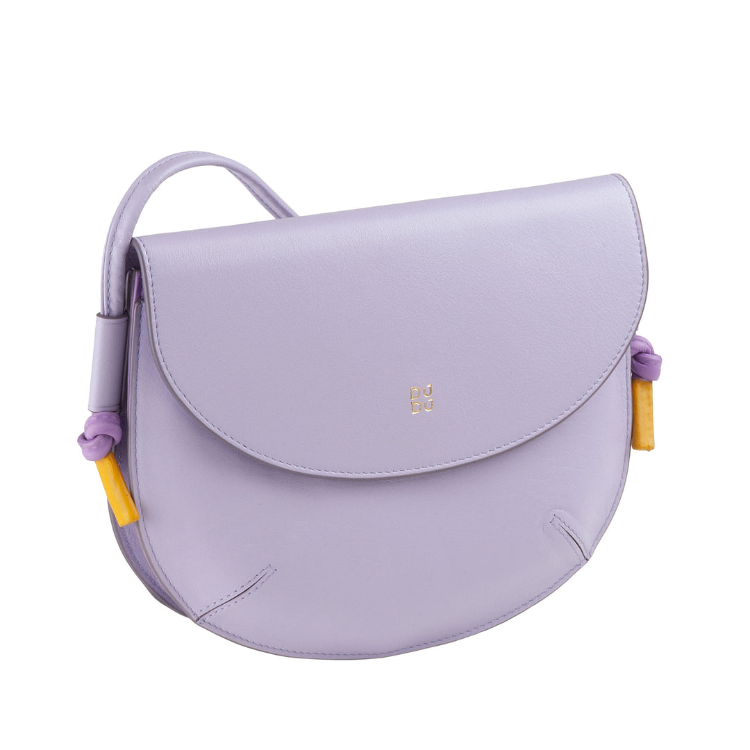 DUDU Damen Umhängetasche mit Klappe aus echtem Leder, kleine Umhängetasche mit magnetischer Knopfklappe, Handtasche