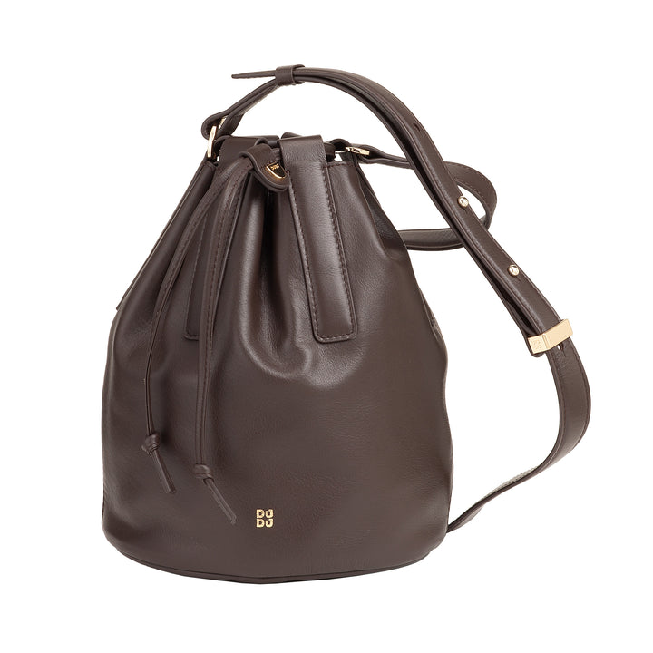 DUDU Große Damen-Eimertasche aus Leder mit verstellbarem Schultergurt und Kordelzugverschluss – elegante, geräumige und praktische Tasche für den täglichen Gebrauch und besondere Anlässe