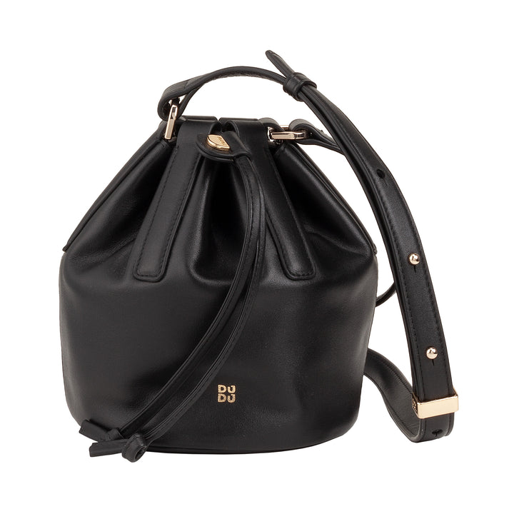 DUDU Petit sac seau pour femme en cuir véritable avec bandoulière réglable et fermeture à cordon - Sac à bandoulière élégant et compact avec cordon de serrage, parfait pour un usage quotidien