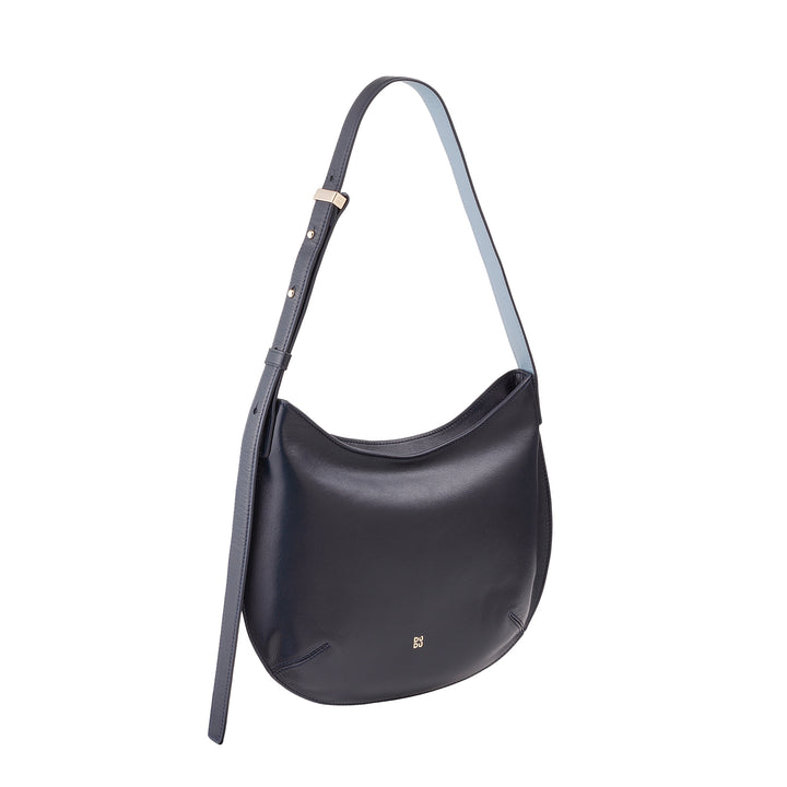 DUDU Mittelgroße weiche Umhängetasche für Damen aus echtem Leder, Hobo-Tasche mit verstellbarem Schultergurt, Umhängetasche mit Reißverschluss