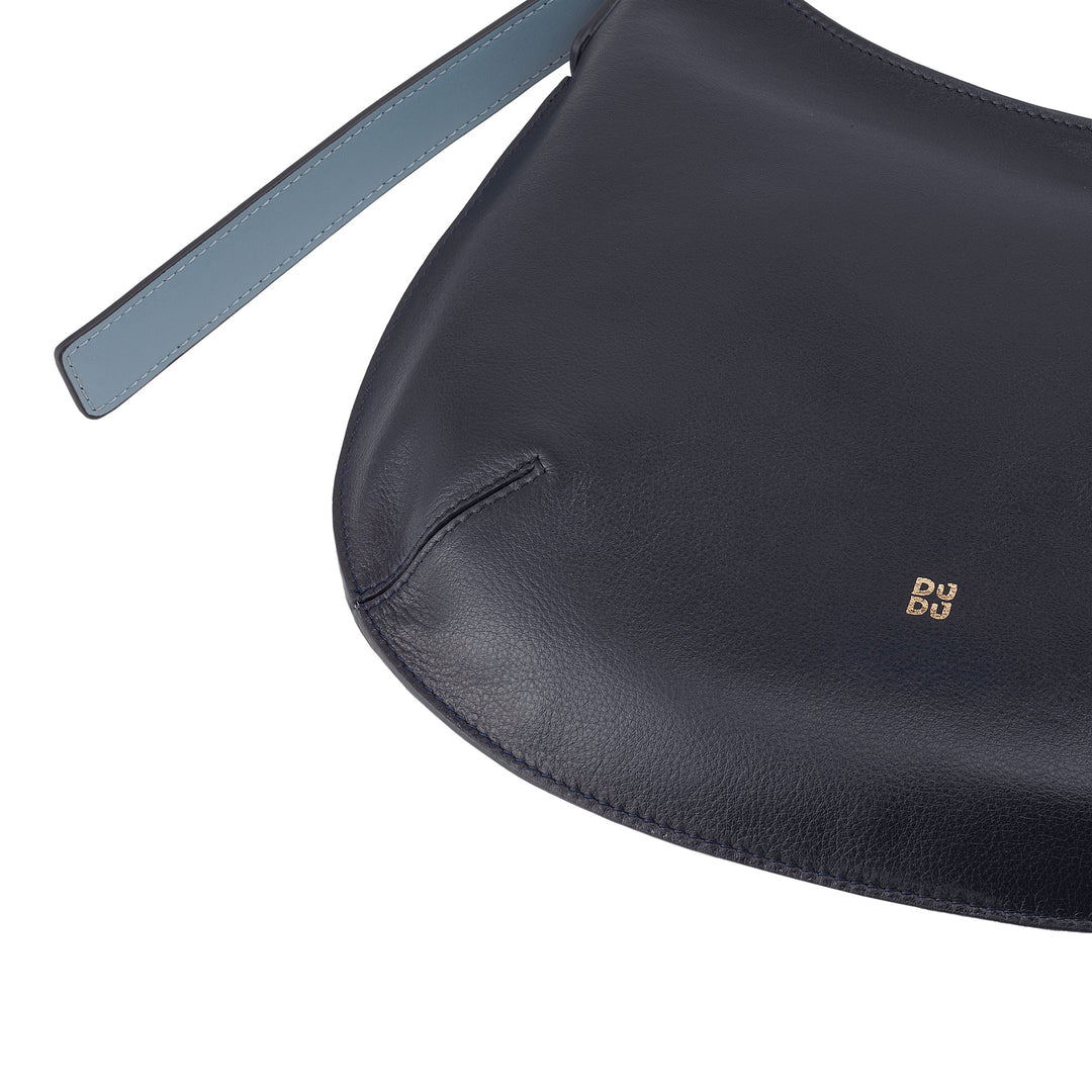 DUDU Mittelgroße weiche Umhängetasche für Damen aus echtem Leder, Hobo-Tasche mit verstellbarem Schultergurt, Umhängetasche mit Reißverschluss