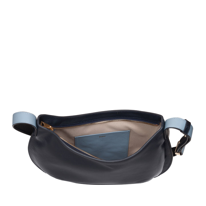 DUDU Mittelgroße weiche Umhängetasche für Damen aus echtem Leder, Hobo-Tasche mit verstellbarem Schultergurt, Umhängetasche mit Reißverschluss