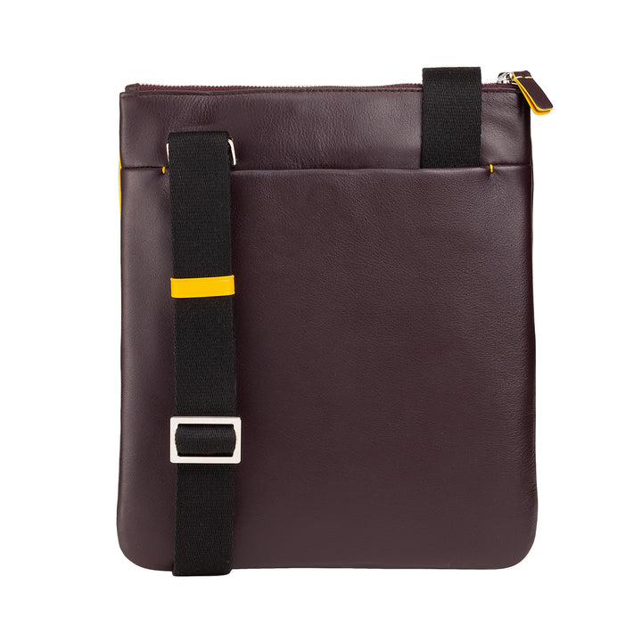 DUDU Herren-Umhängetasche aus Leder mit Reißverschluss, Umhängetasche im kompakten Design aus echtem farbigem Leder und verstellbarem Riemen