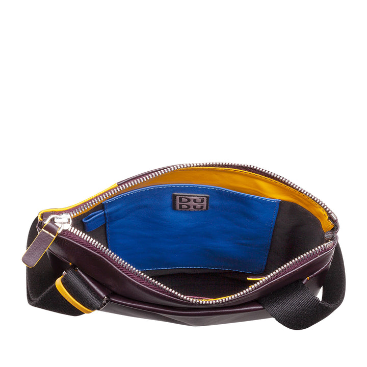 DUDU Herren-Umhängetasche aus Leder mit Reißverschluss, Umhängetasche im kompakten Design aus echtem farbigem Leder und verstellbarem Riemen