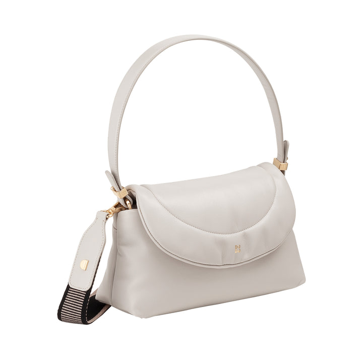 DUDU Petit Sac Femme en Cuir Souple, Sac à Bandoulière Rembourré, Sac à Main Matelassé avec Bandoulière Amovible et Rabat