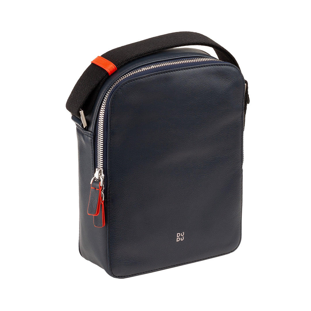 DUDU Herrentasche aus echtem farbigem Leder, verstellbare Umhängetasche, kleines, kompaktes Design, mehrere Fächer und Reißverschluss