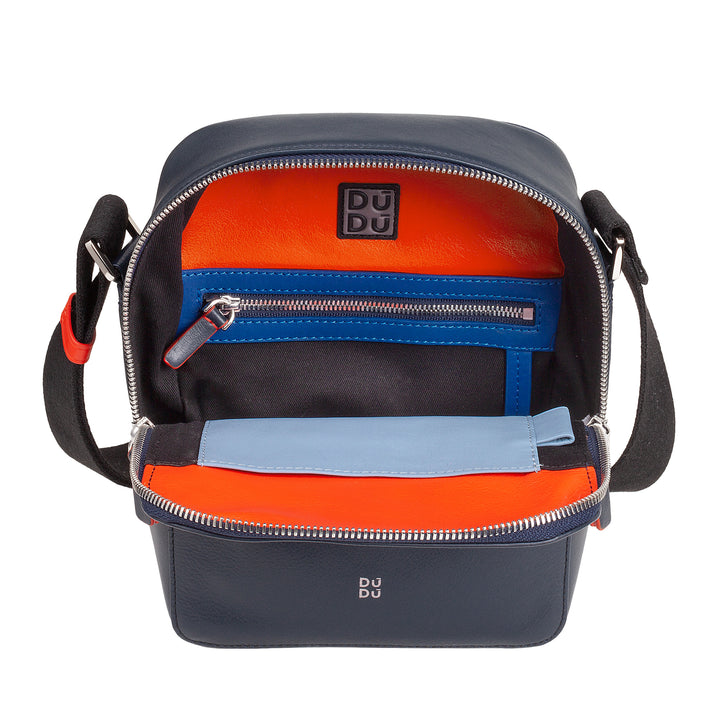 DUDU Herrentasche aus echtem farbigem Leder, verstellbare Umhängetasche, kleines, kompaktes Design, mehrere Fächer und Reißverschluss