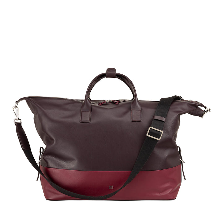 DUDU Sac de voyage en cuir pour hommes et femmes, sac de week-end avec deux poignées, bagage à main ou sac à bandoulière 28 litres avec fermeture éclair