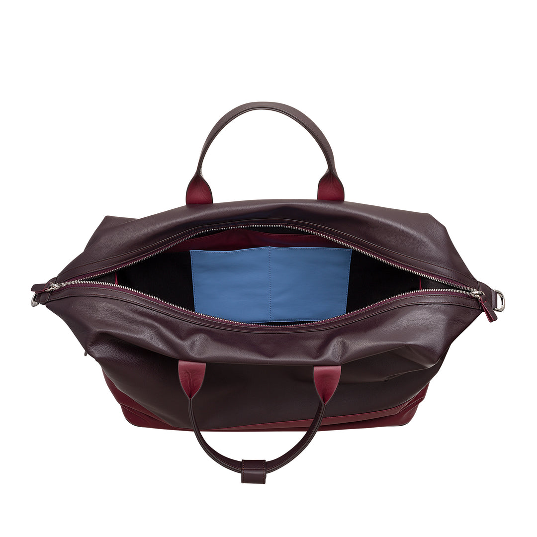 DUDU Sac de voyage en cuir pour hommes et femmes, sac de week-end avec deux poignées, bagage à main ou sac à bandoulière 28 litres avec fermeture éclair